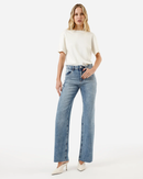 Calça Jeans Wide Leg Slim Com Brilho