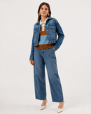 Jaqueta Cropped Feminina Jeans Azul