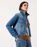 Jaqueta Cropped Feminina Jeans Azul