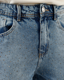 Calça Jeans Wide Leg Slim Com Brilho