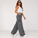 Calça Jeans Wide Leg  Marmorizada