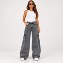 Calça Jeans Wide Leg  Marmorizada