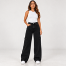 Calça Jeans Wide Leg  Marmorizada